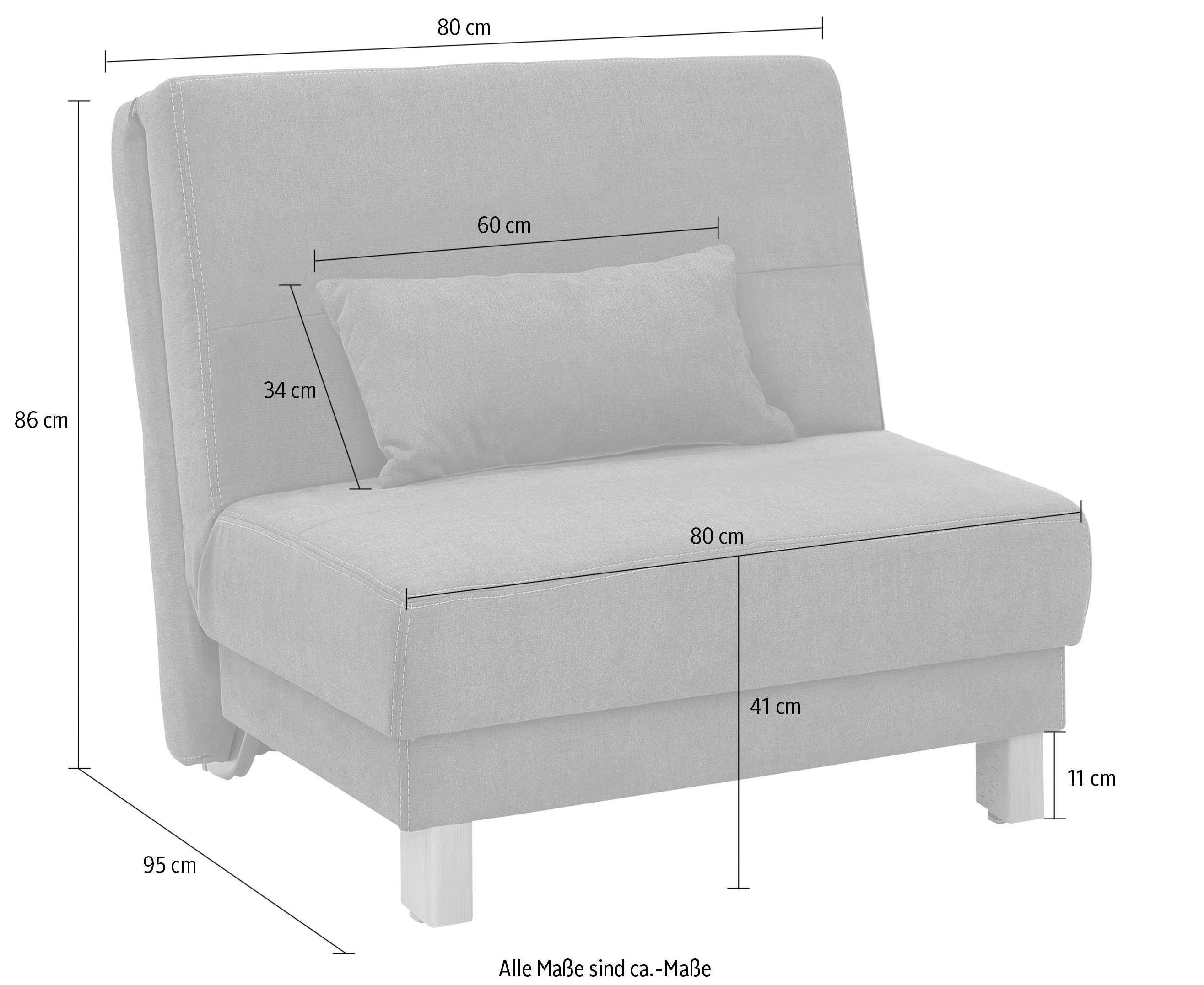 Home affaire Schlafsofa Gina, vom Sofa zum Bett mit einem Handgriff, in 4 Breiten, Nierenkissen