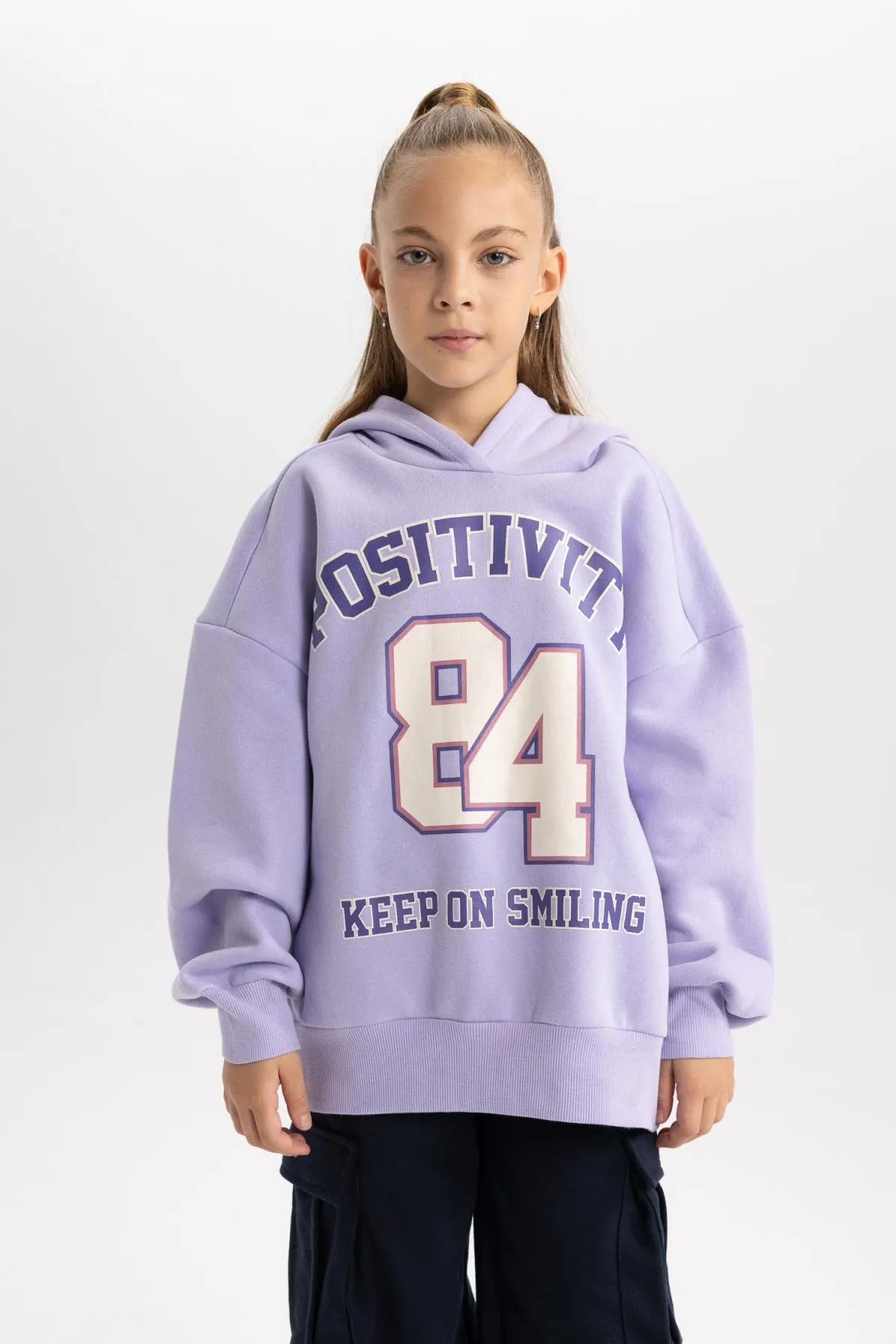DeFacto  Dickes Kapuzen-Sweatshirt für Mädchen in Oversize-Passform mit weicher, flauschiger Innenseite