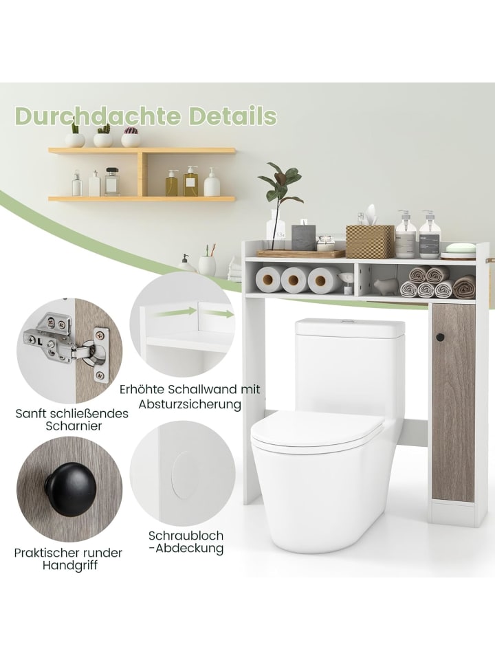 COSTWAY Toilettenschrank Holz in Weiß günstig kaufen onesize