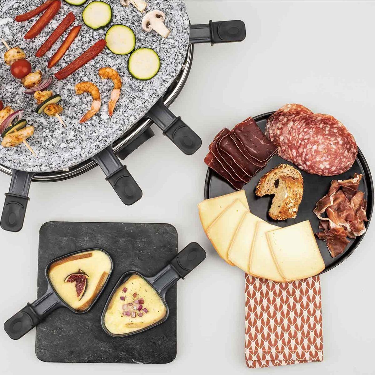 H.Koenig Raclette RP85 Raclette-Grill für 8 Personen Heißer Stein, 900 W