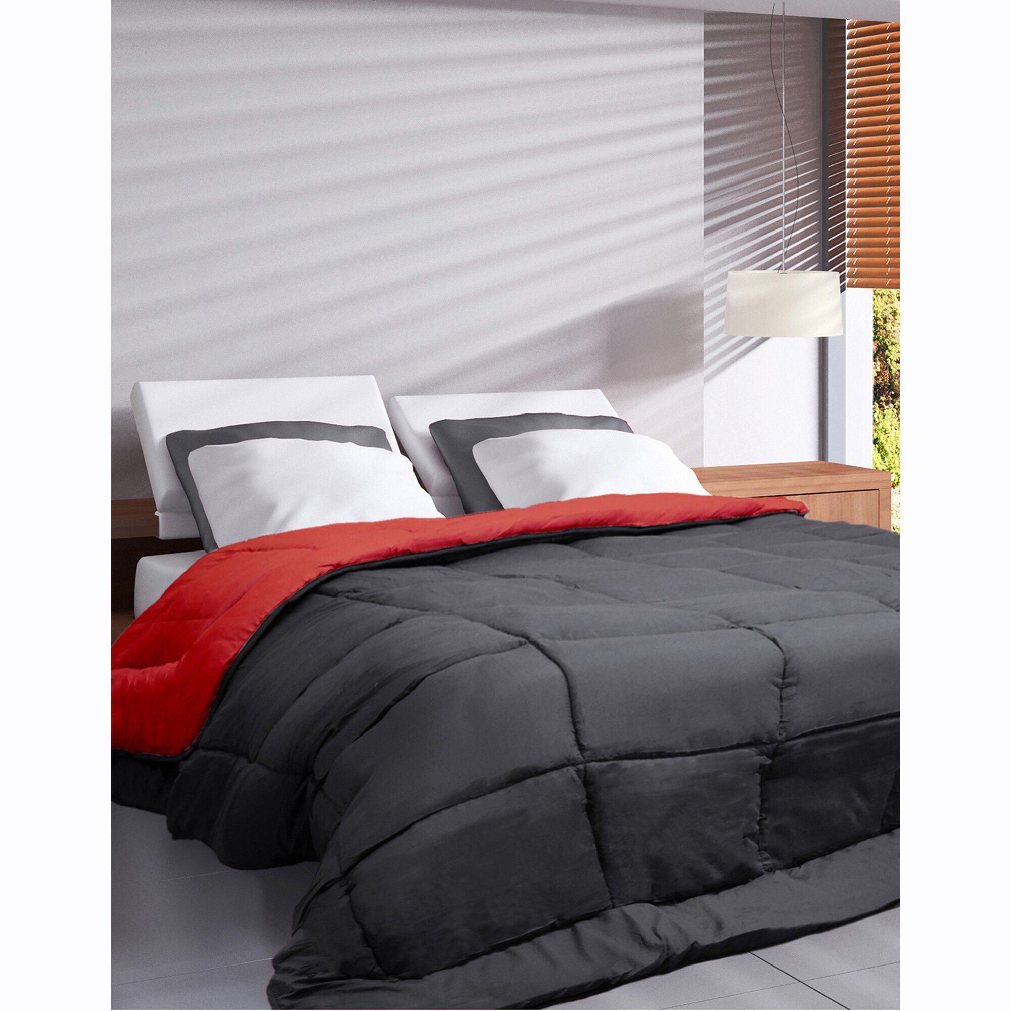 Couette unie douceur microfibre réversible 400g/m²