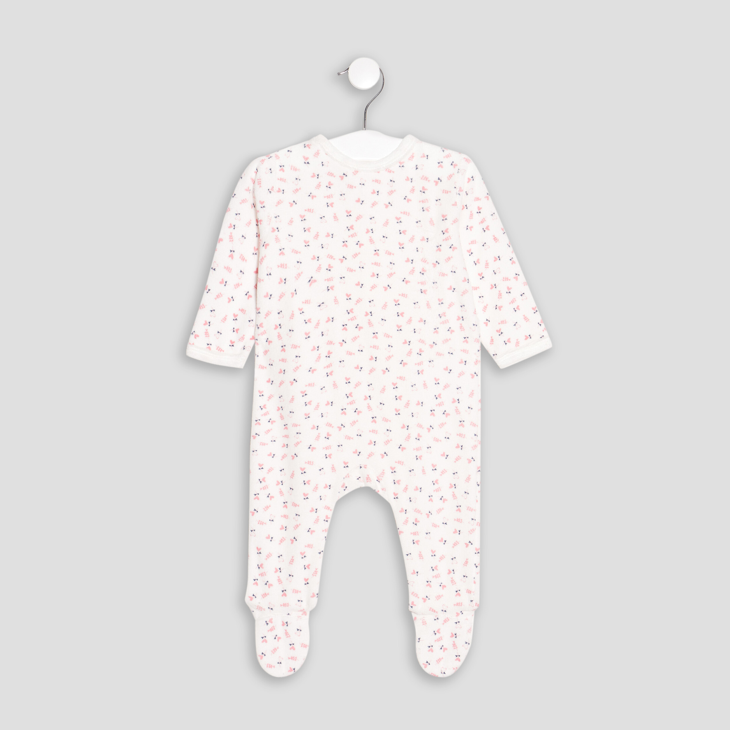 Dors-bien velours manches longues ecru bébé fille | La Halle