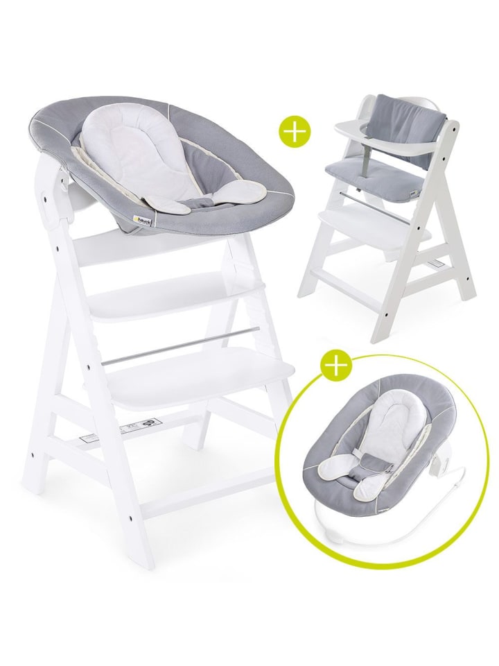 Hauck Alpha Plus White Newborn Set - 4-tlg. Hochstuhl   in weiss,grau günstig kaufen onesize