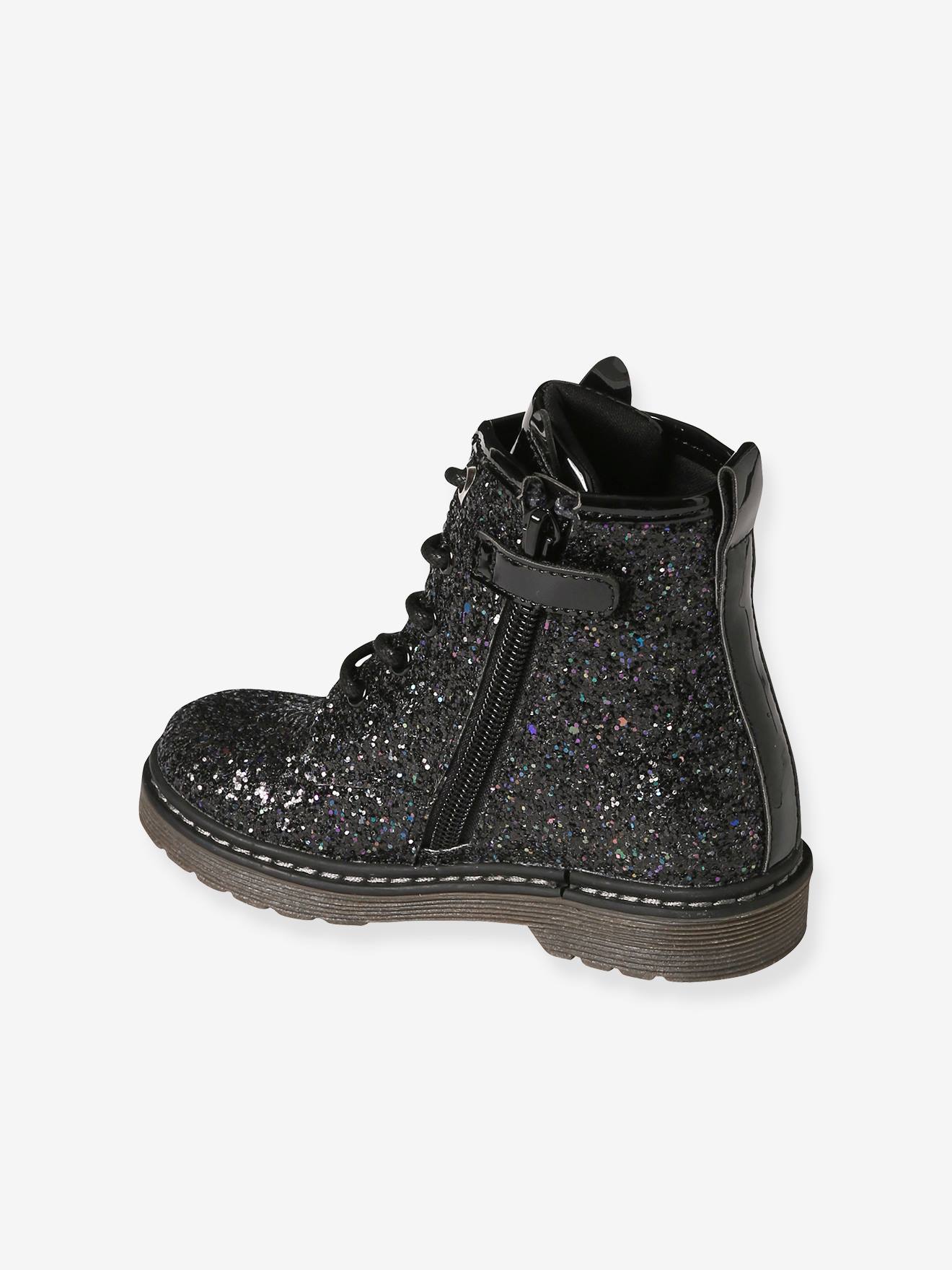 Boots lacées et zippées fille collection maternelle noir