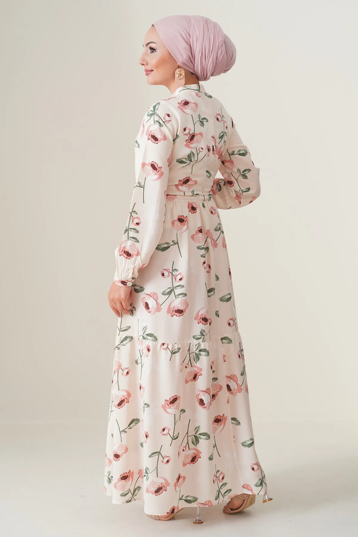 Bigdart  2144 Wunderschönes Hijab-Kleid mit Kragen - A.ekru
