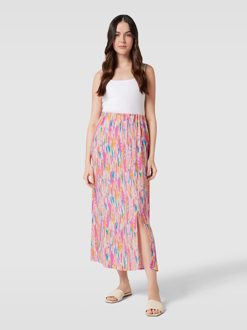 Maxirock aus reiner Viskose mit Allover-Muster Modell 'Joella' in pink