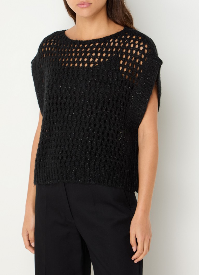 Cardigan gros Benetton cu imprimeu ajurat și lurex.