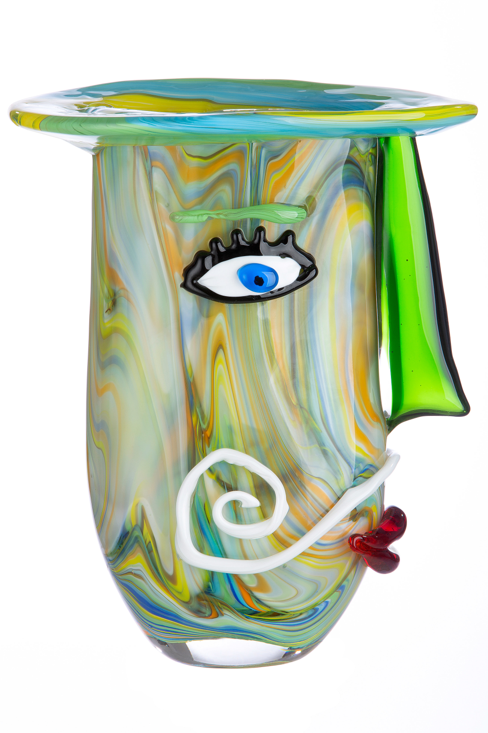 Vase Gesicht Plato grün/bunt