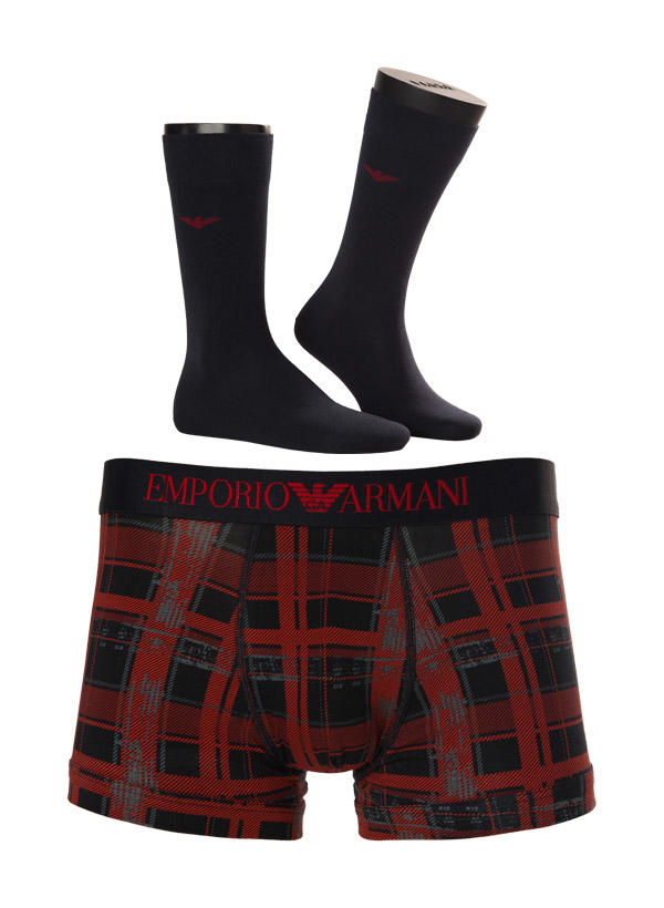 EMPORIO ARMANI, Set, Trunk   Socken, rot-schwarz