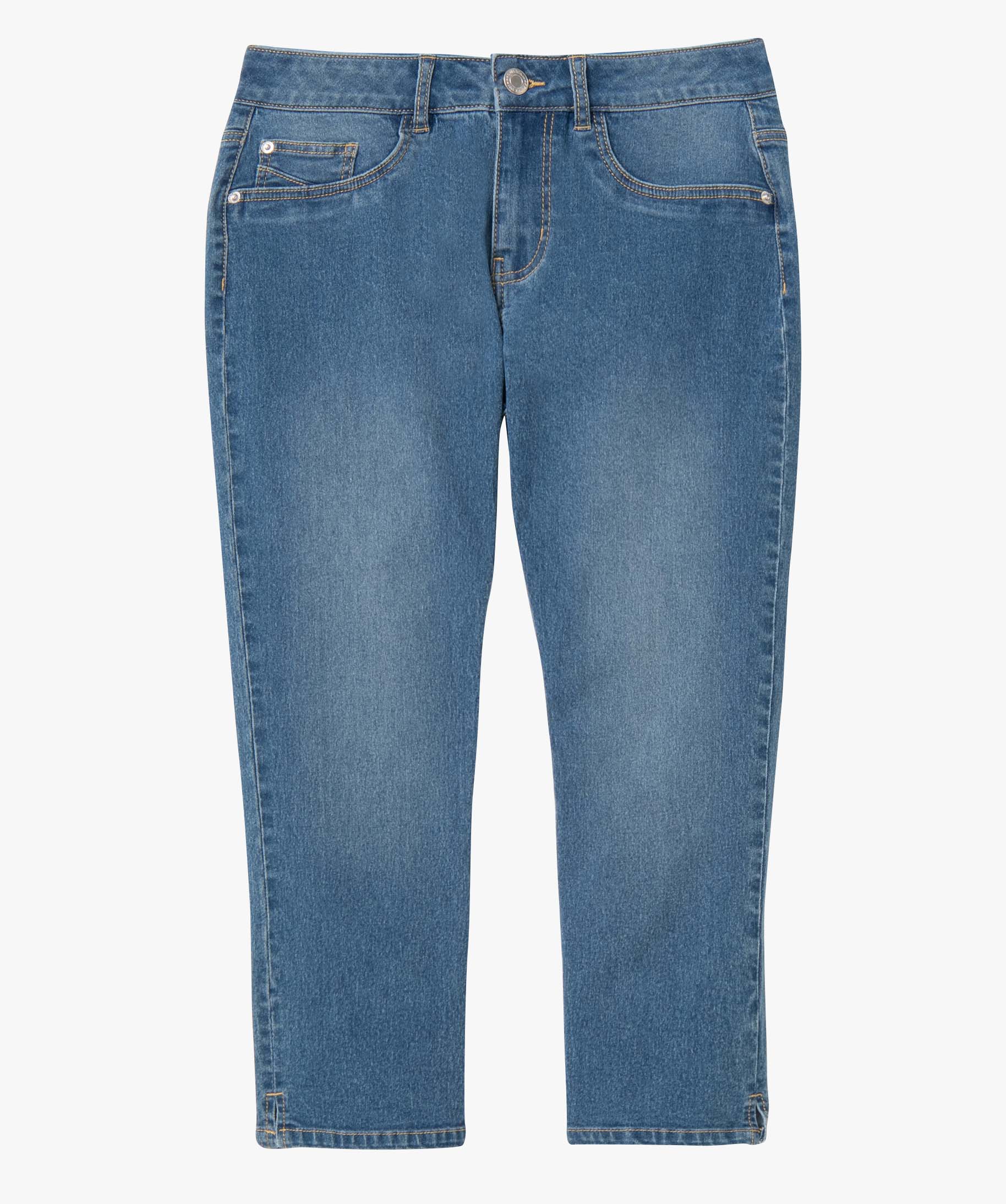Pantacourt femme en toile denim extensible stone | GEMO