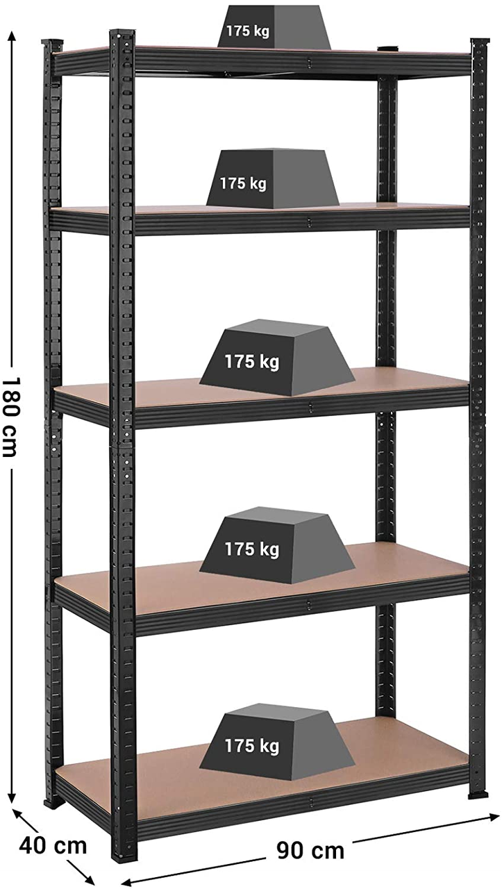 Songmics Regal, Rustikales Braun, 180x90x40cm