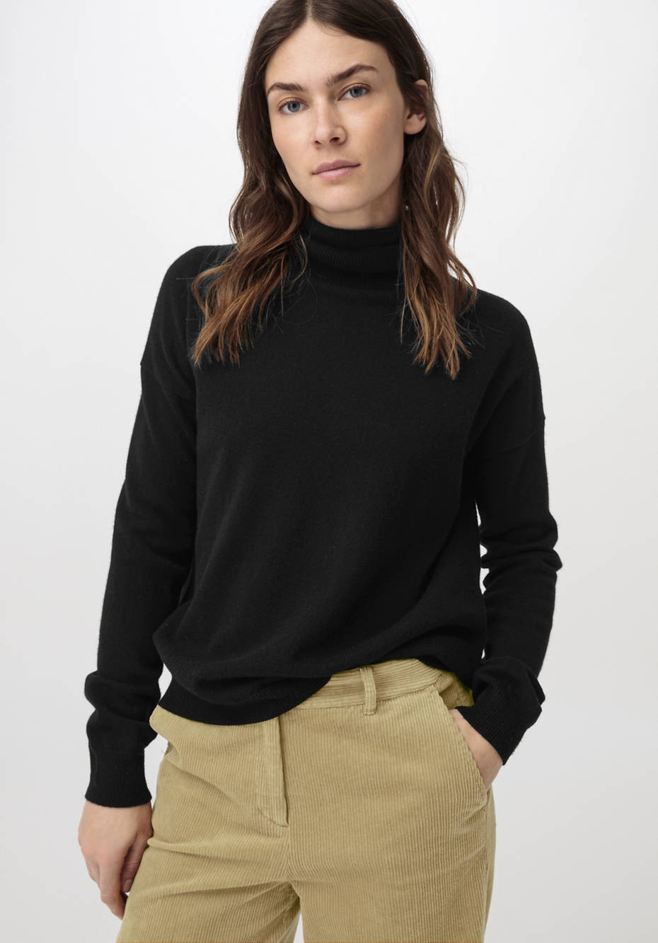 Rollkragenpullover aus Bio-Schurwolle mit Kaschmir