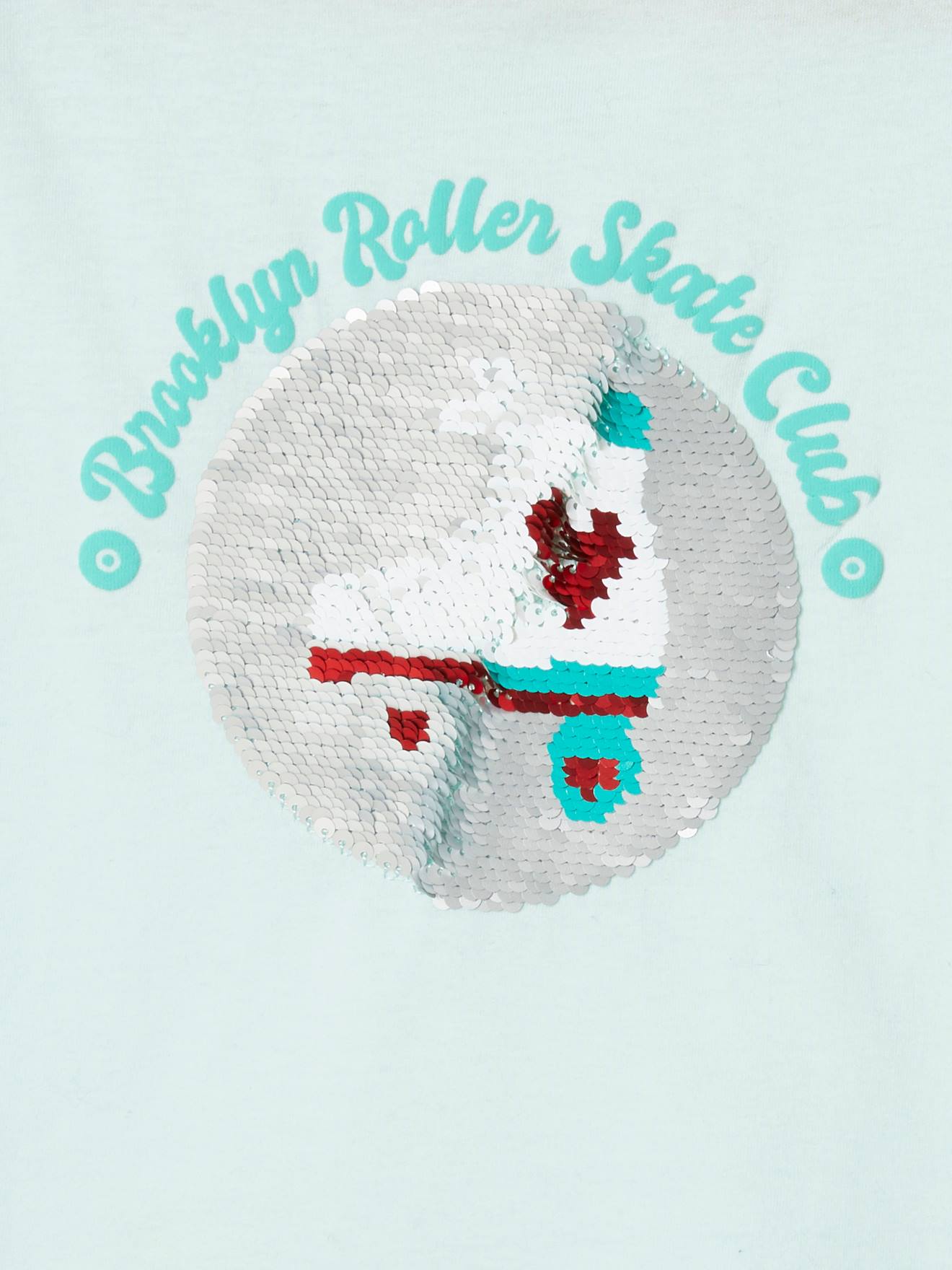 T-shirt fille à sequins réversibles bleu ciel