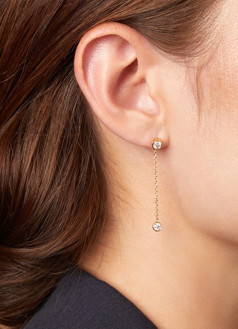 Diamond Point Yellow gold earrings, 0.70 ct diamond, Hearts & Arrows
