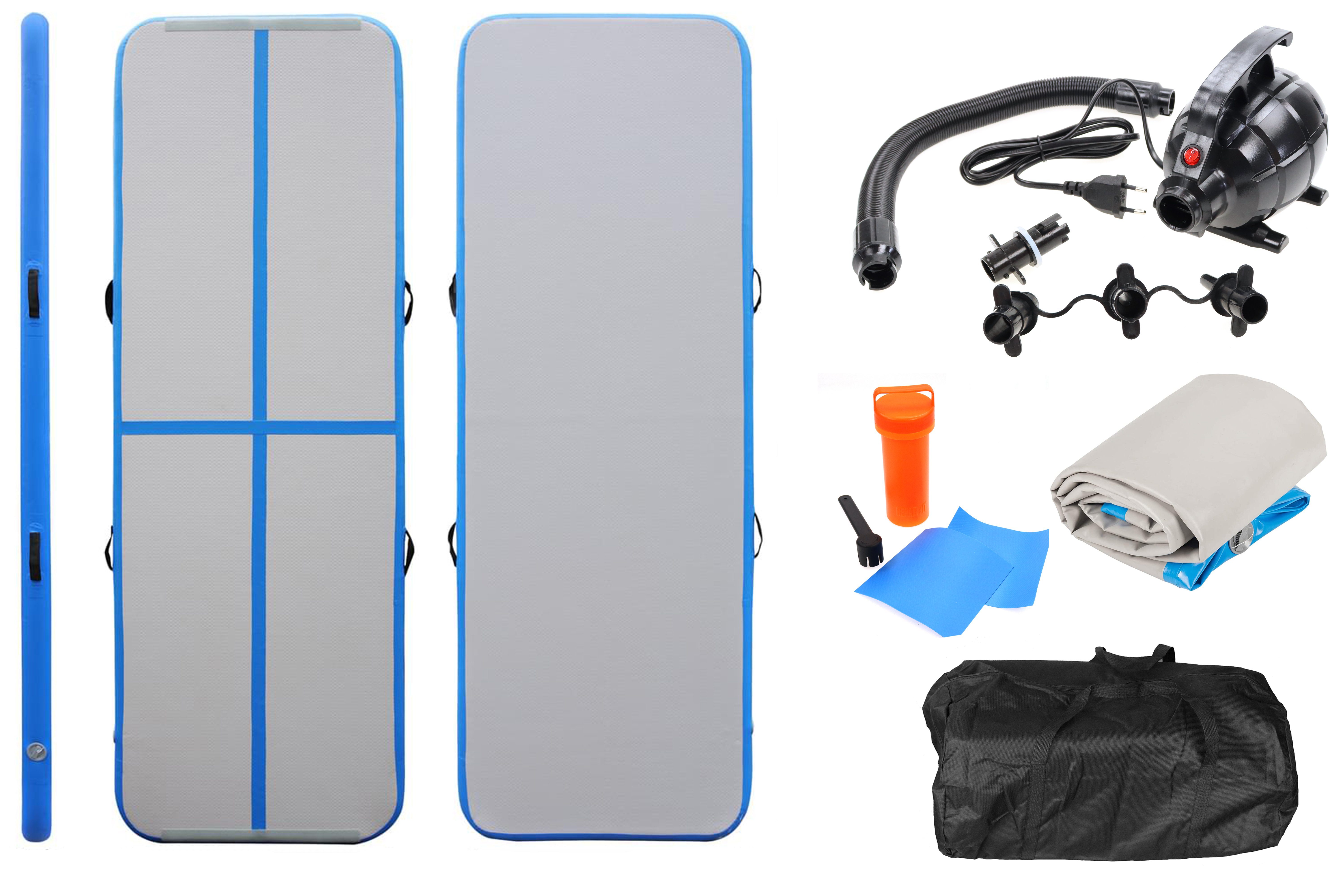ELLUG Bodenturnmatte Airtrack/Tumbling/Gymnastik Matte Turnmatte, aufblasbar, L.: 3/4/5m H.: 10/20cm inkl. elektr. Pumpe/Tasche/Reperaturset