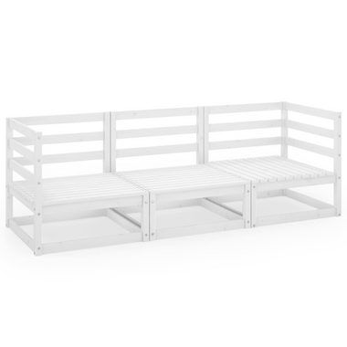 vidaXL Loungesofa Outdoor-Sofa 3-Sitzer Weiß Massivholz Kiefer, 1 Teile