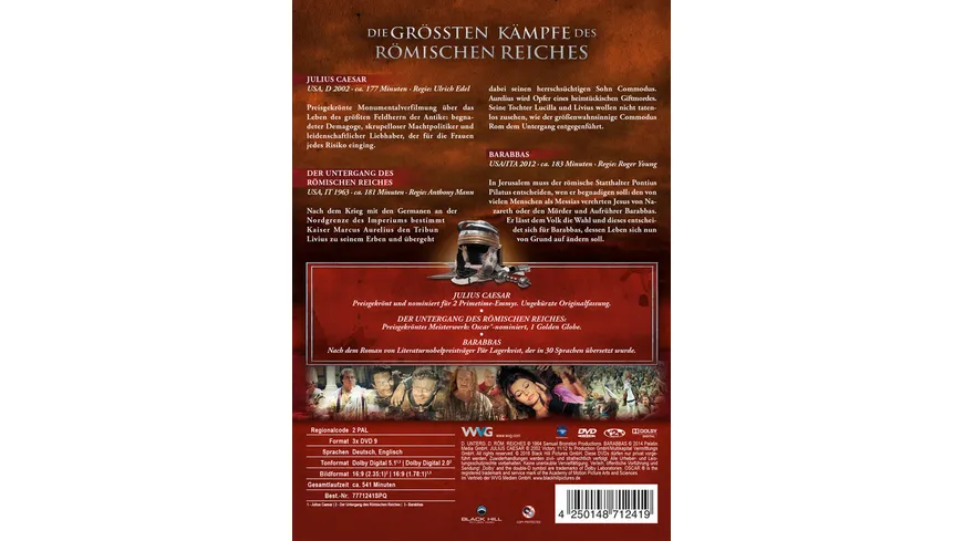 Die größten Kämpfe des Römischen Reiches: Der Untergang des Römischen Reiches - Julius Caesar - Barabbas  [3 DVDs]
