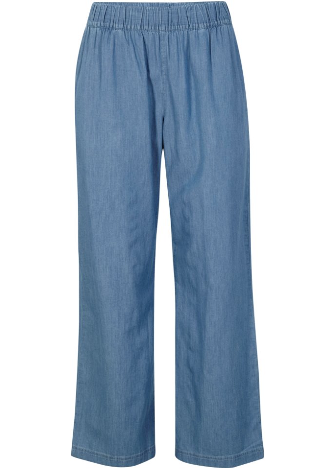 Leichte Schlupfjeans mit High-Waist-Bequembund, weit geschnitten