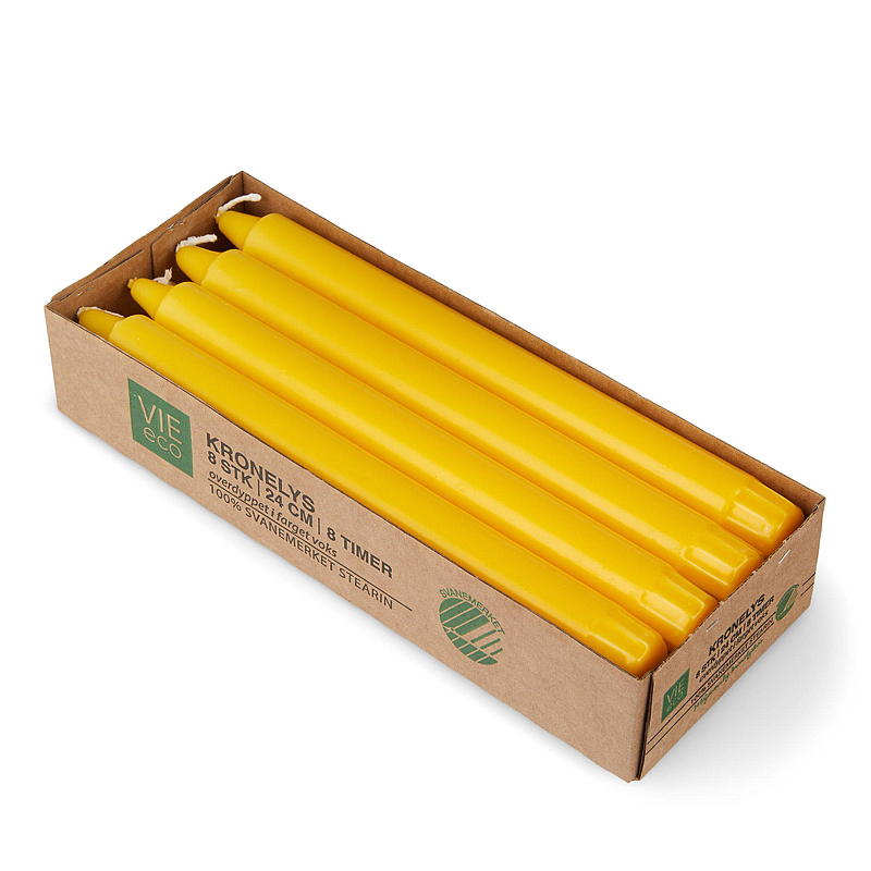 Vie Eco Kronelys 8-pk 24 cm eco gul