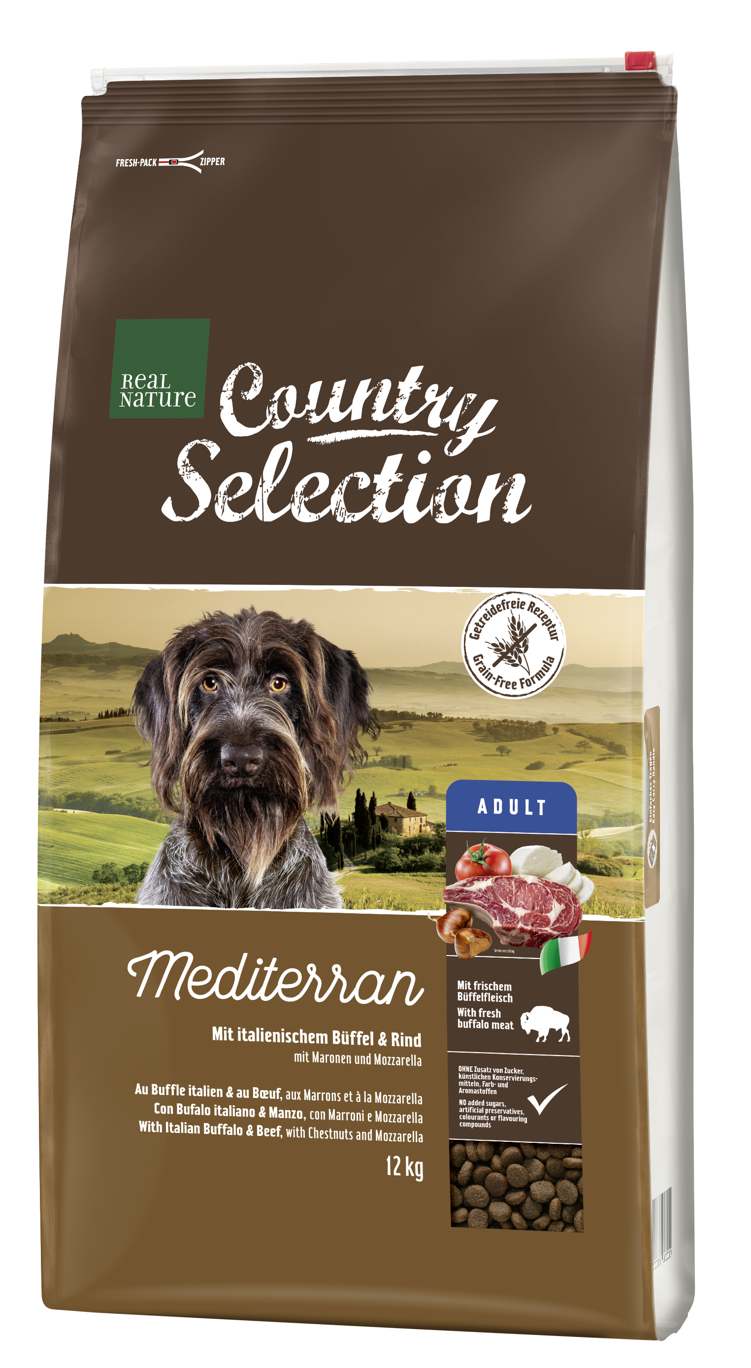 REAL NATURE Hundetrockenfutter REAL NATURE Country Selection Mediterran Büffel & Rind 12 kg