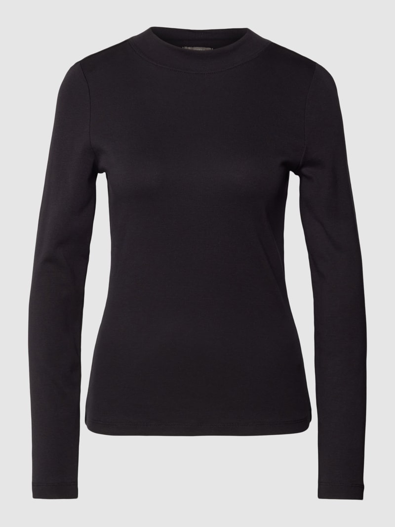 Longsleeve mit geripptem Rundhalsausschnitt in schwarz