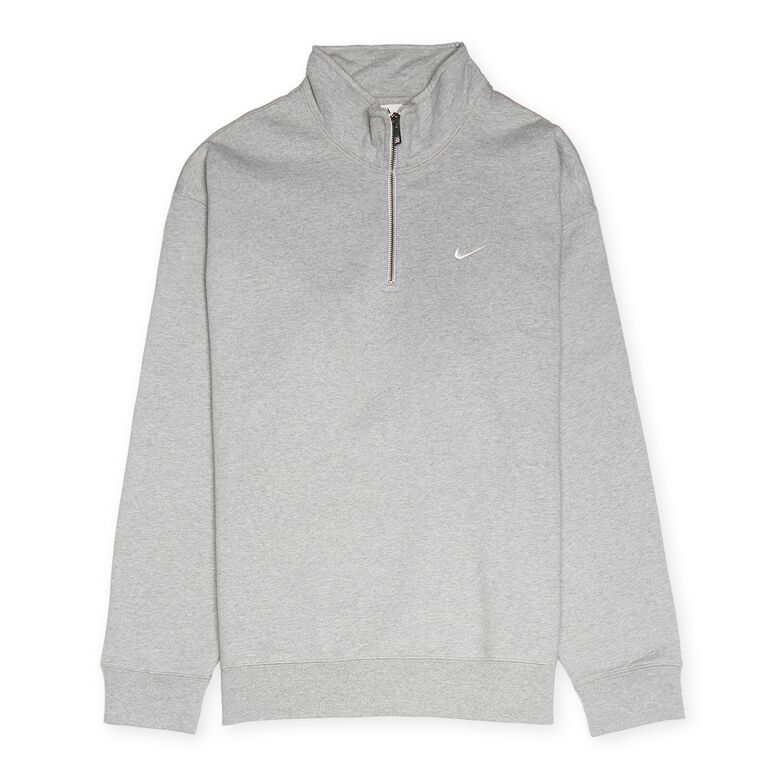 NIKE Solo Swoosh HW BB Quarter Zip Top dk grey heather/white