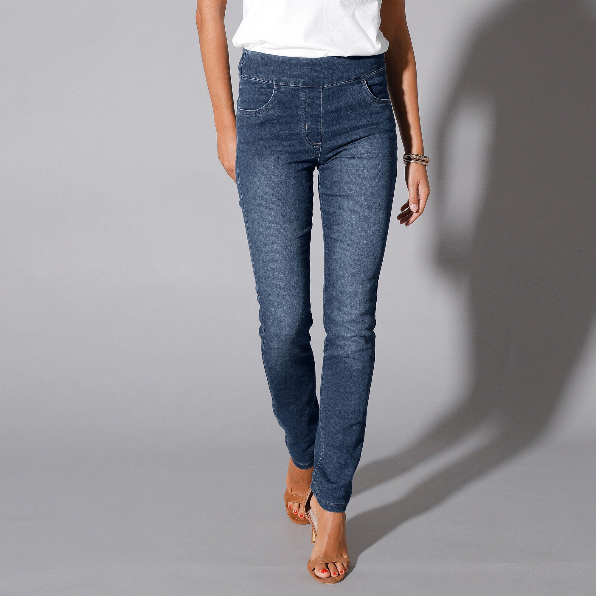 Jegging fuselé ultra stretch, maille effet jean