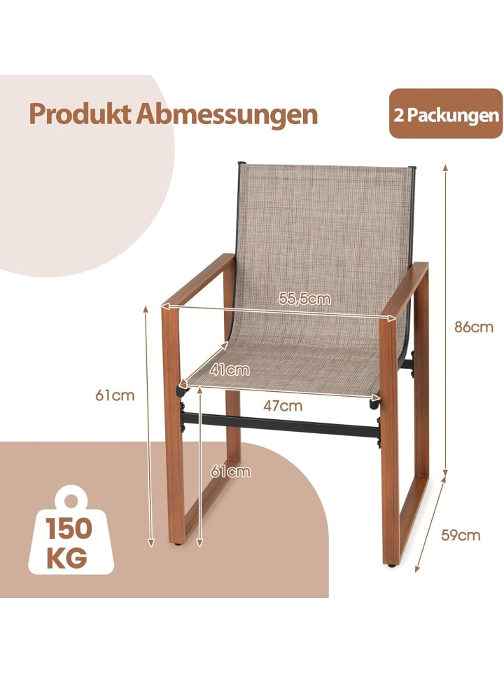 COSTWAY 2er Set Gartenstühle in Braun günstig kaufen onesize