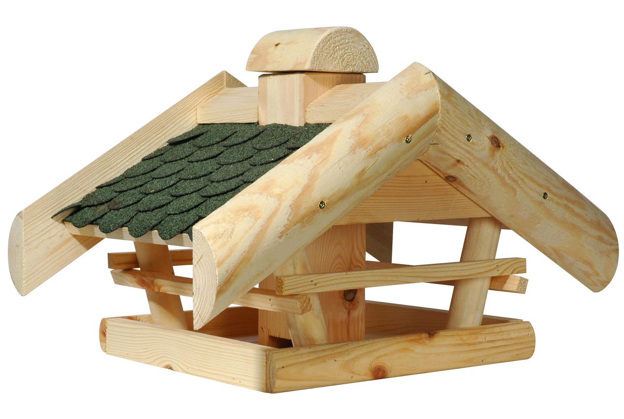 dobar Vogelhaus mit Futtersilo, Spitzdach