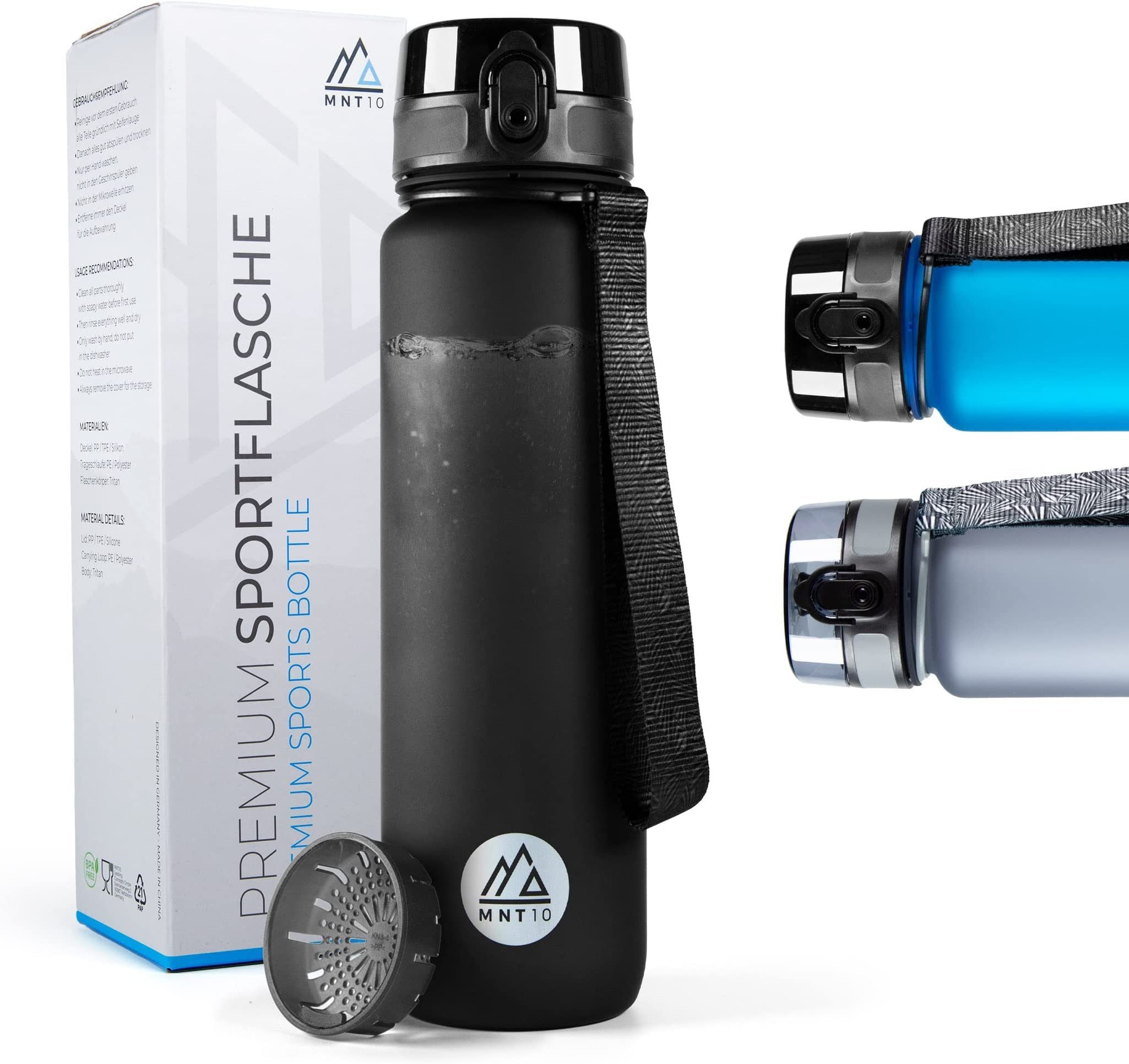 MNT10 Trinkflasche Trinkflasche Sport I Auslaufsichere Sporttrinkflasche aus Tritan, Die perfekte Flasche für Sport, Fitness, Gym, Schule I Wasserflasche
