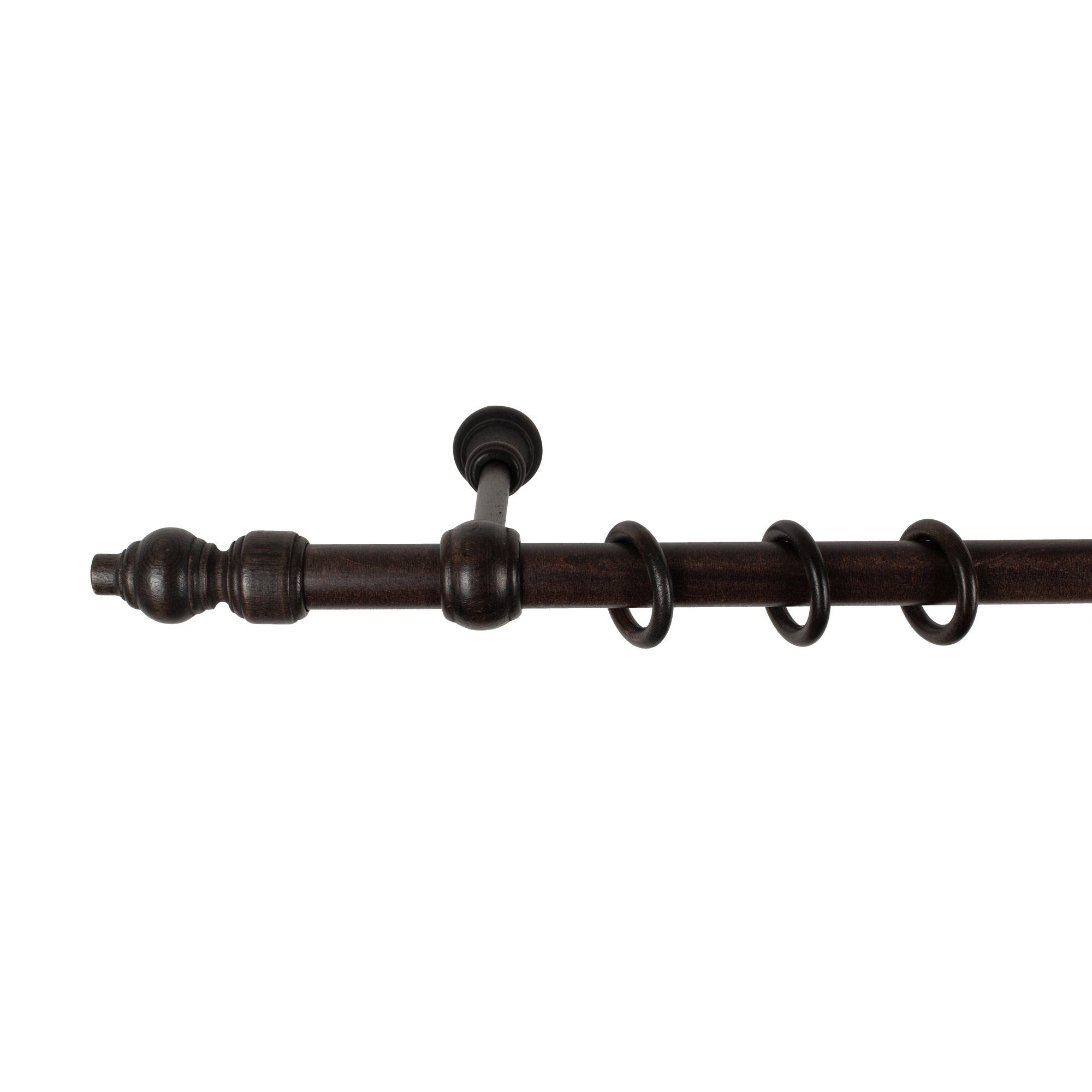 Gardinenstange Filigrano, SN DECO GROUP, Ø 28 mm, 1-läufig, fixmaß, Verschraubt, Holz, Komplettset mit Ringen
