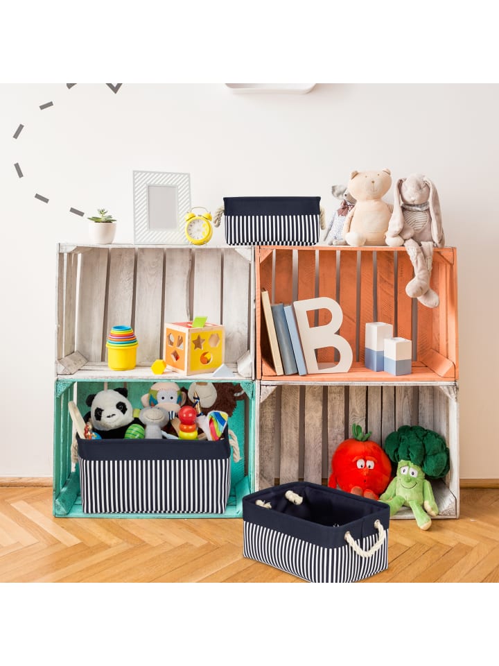 relaxdays 3tlg. Aufbewahrungskörbe Set in Blau/ Weiß günstig kaufen onesize
