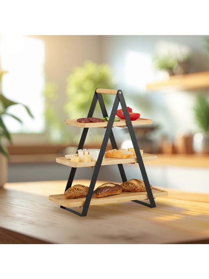 relaxdays Etagere in Natur/ Schwarz - (B)41 x (H)42 x (T)16,5 cm günstig kaufen onesize