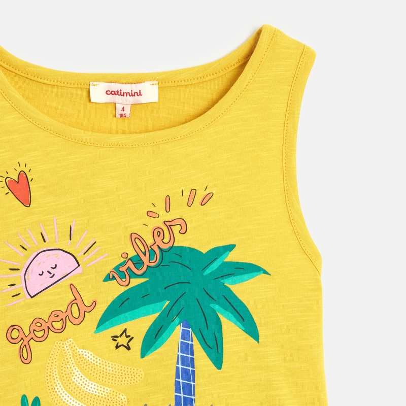 Robe fille jaune à imprimé tropical Catimini