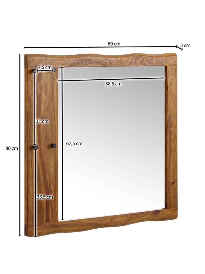 KADIMA DESIGN Wandspiegel Massivholz 80x80x3 cm Design Flurspiegel günstig kaufen onesize