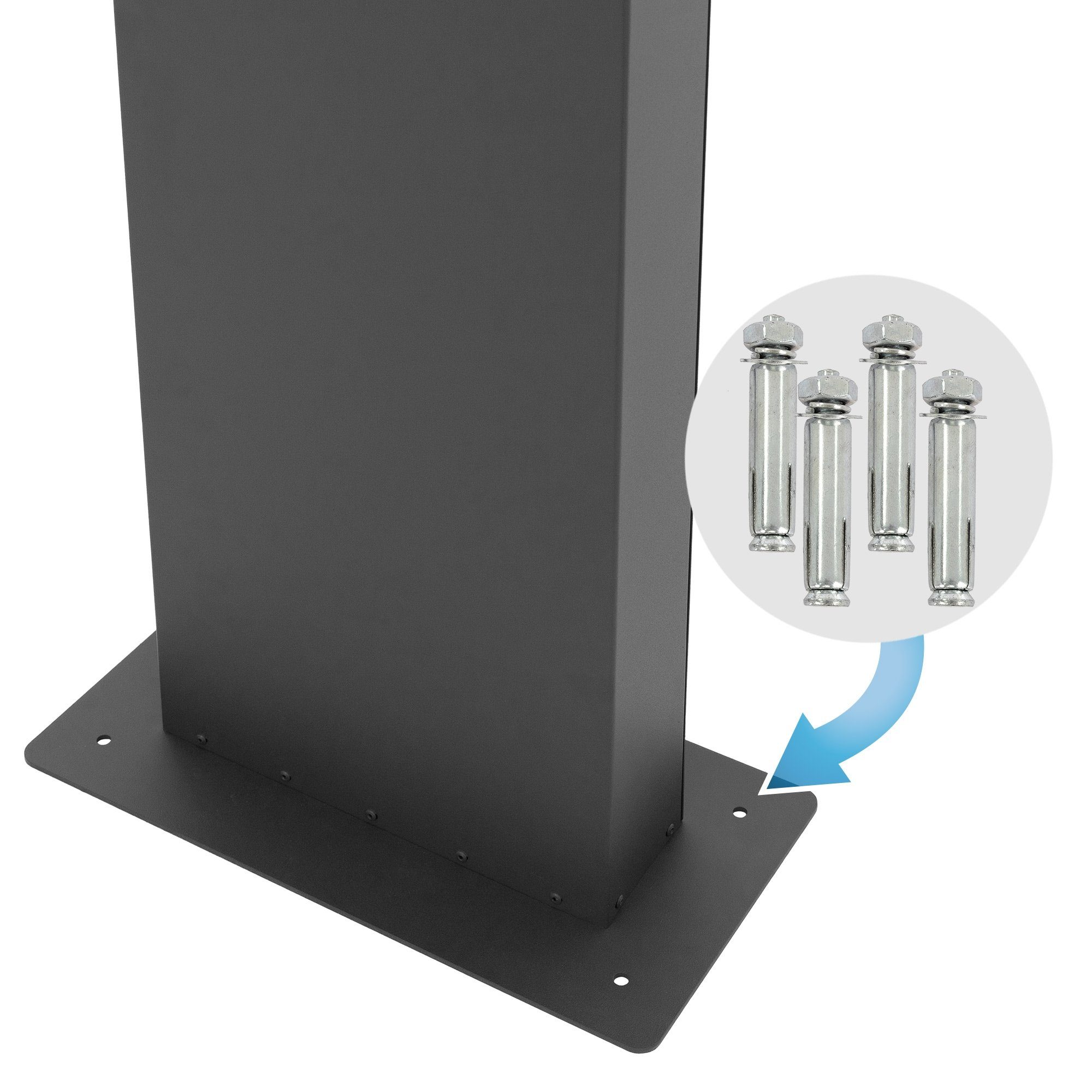 ML-DESIGN Briefkasten Briefkastenständer Wandbriefkasten Standfuß Ständer Halterung, Edelstahl pulverbeschichtet Anthrazit 170cm Freistehend