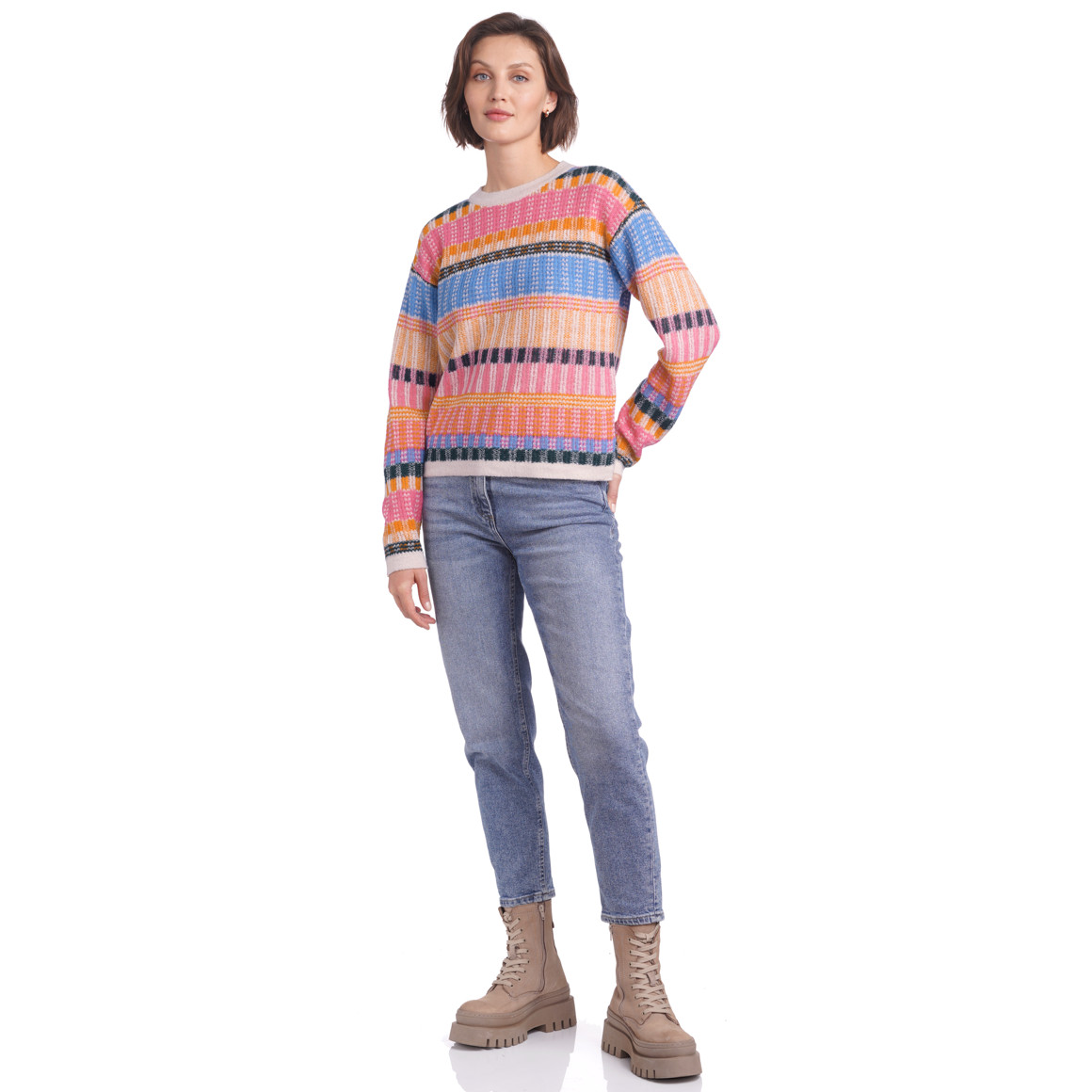 Damen Strickpullover mit buntem Muster
