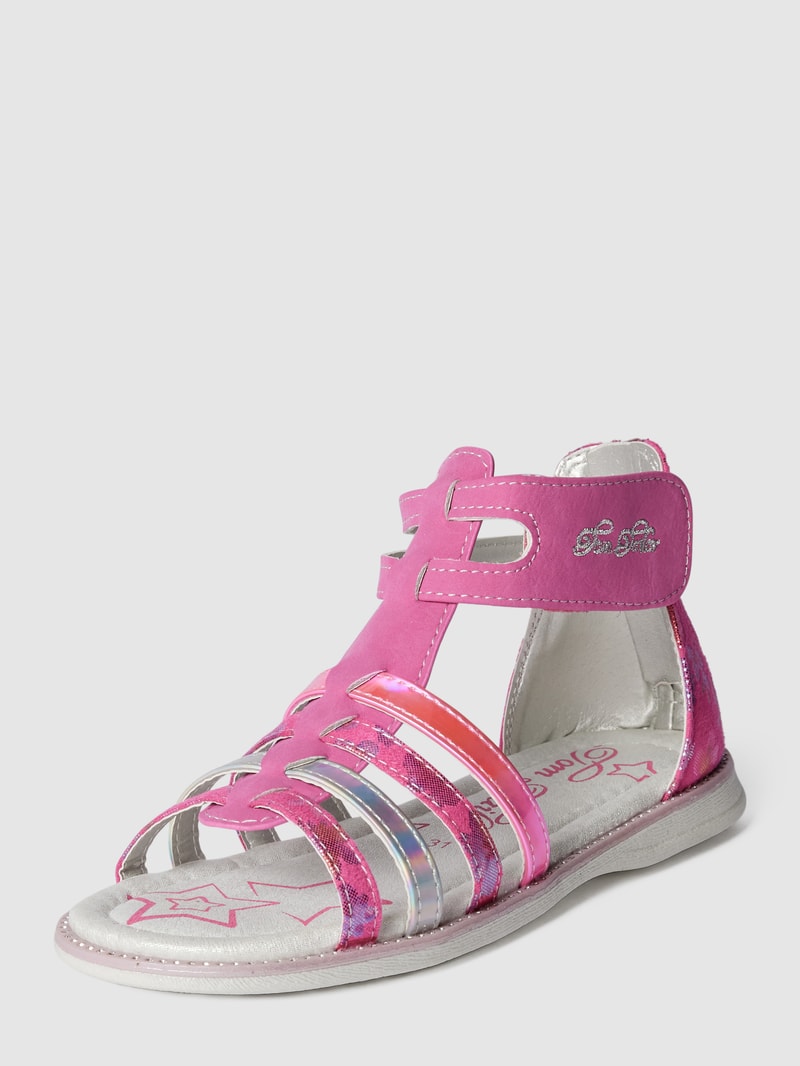 Sandalen mit Label-Stitching in pink