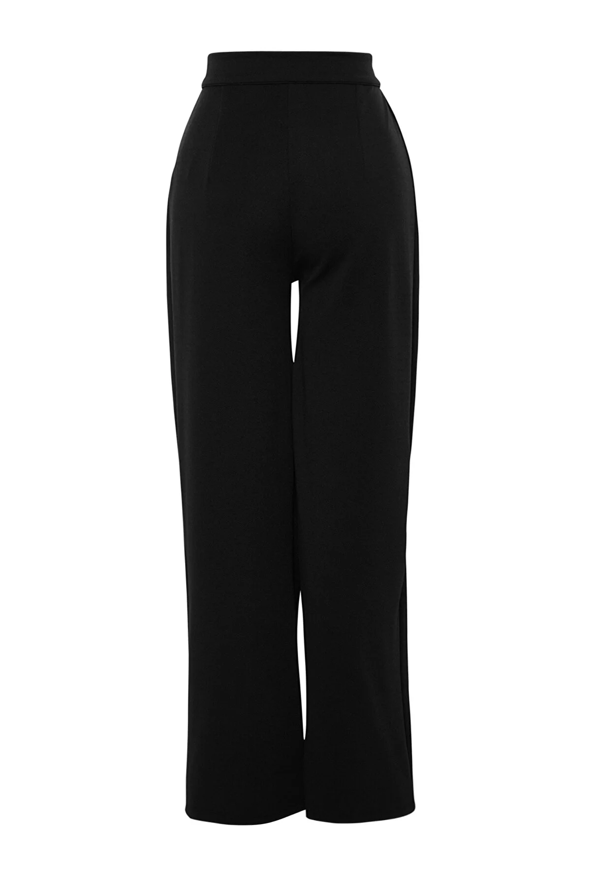 Trendyol Collection  Schwarze Strickhose mit hohem Bund, weitem Bein und Klettverschluss, plissiert, weit geschnitten, TWOAW24PL00177