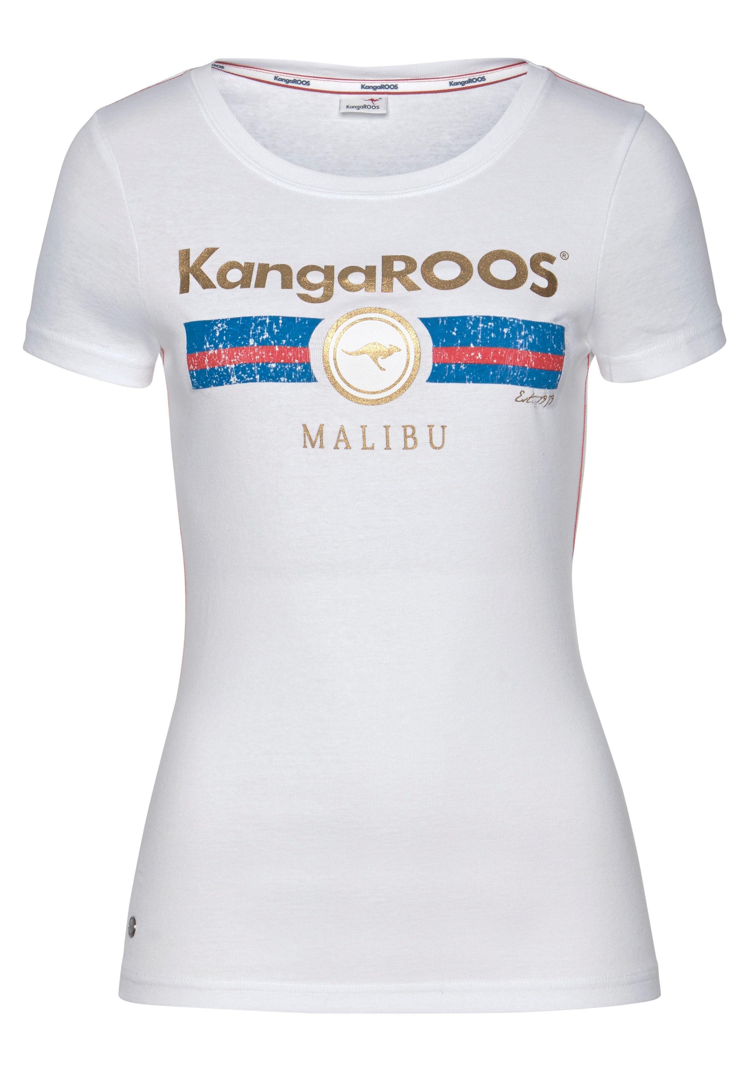 KangaROOS T-Shirt mit Label Metallic Print