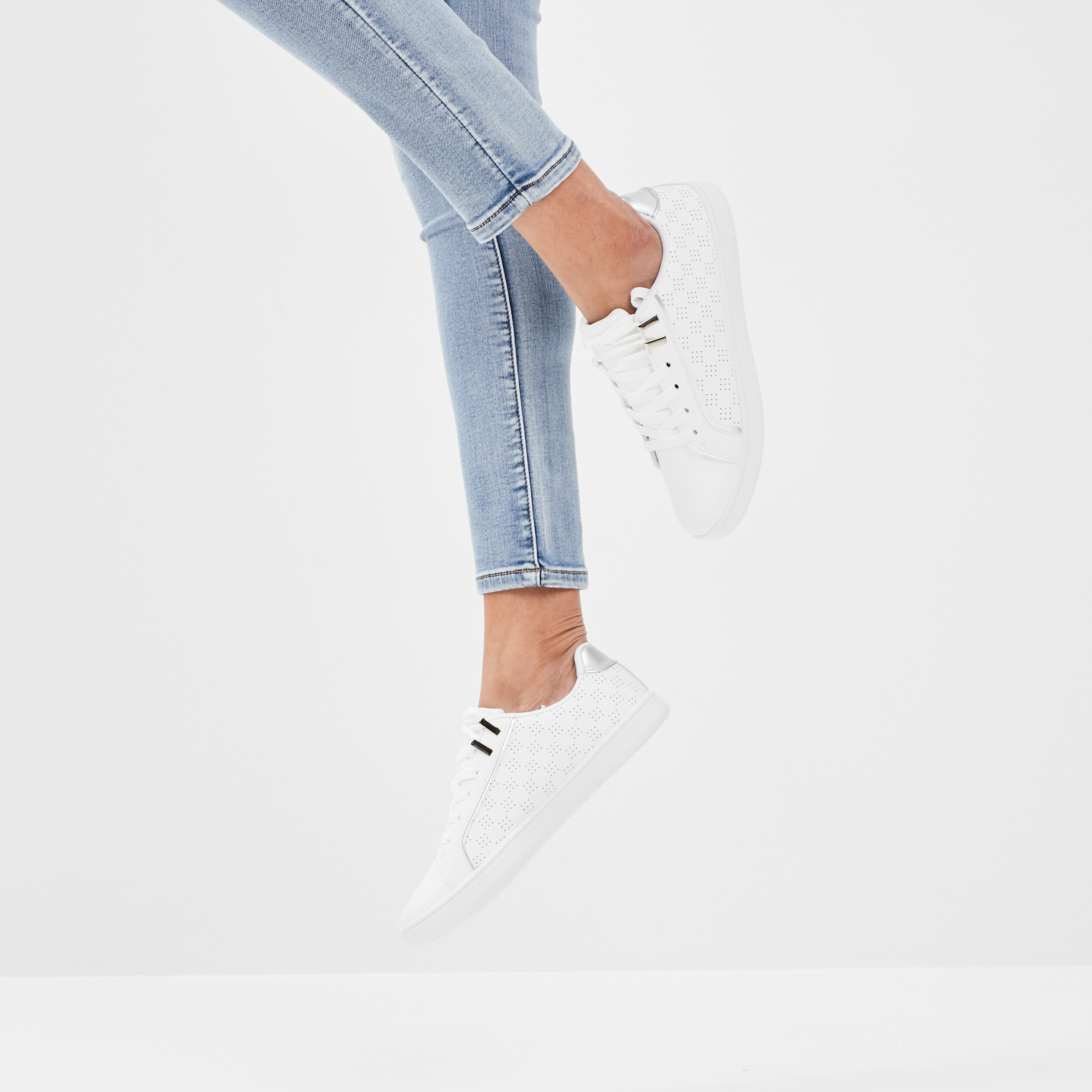 Baskets tennis à lacets Creeks blanc femme | La Halle