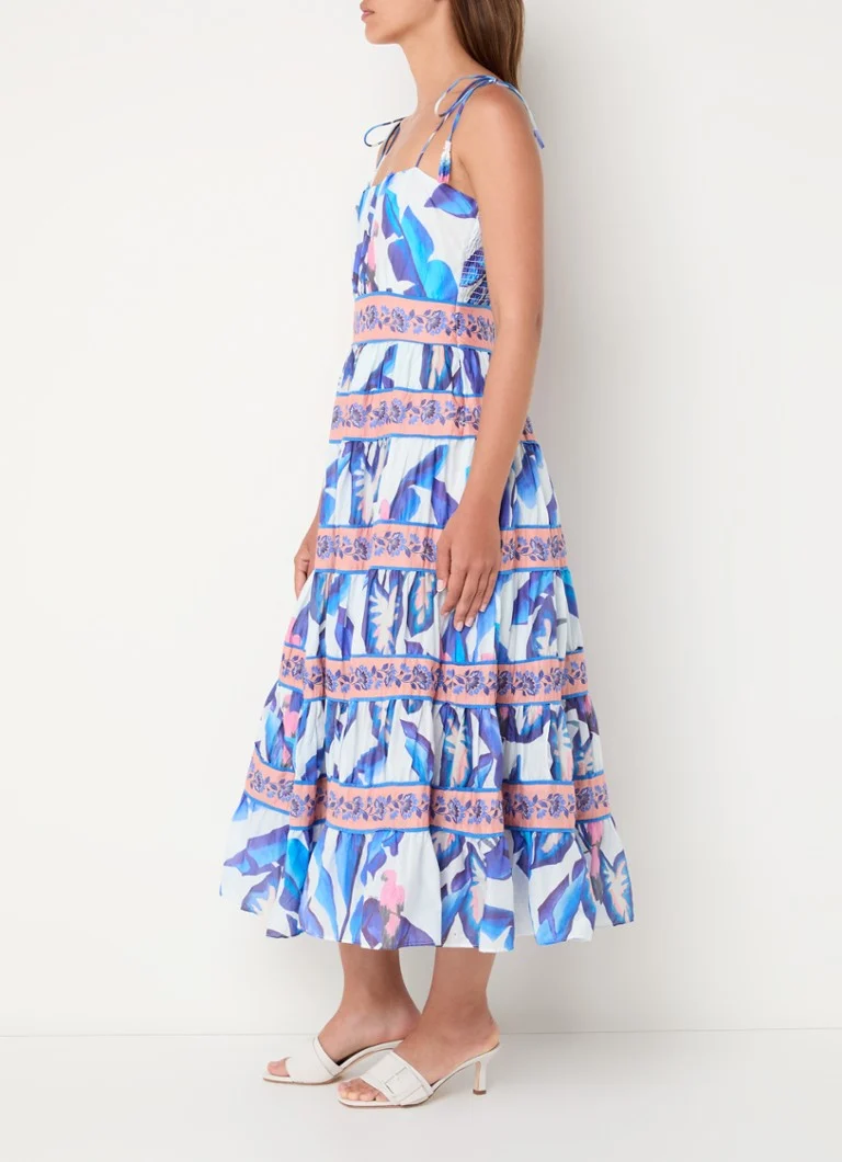 Vestido midi con volantes y estampado floral de Farm Rio