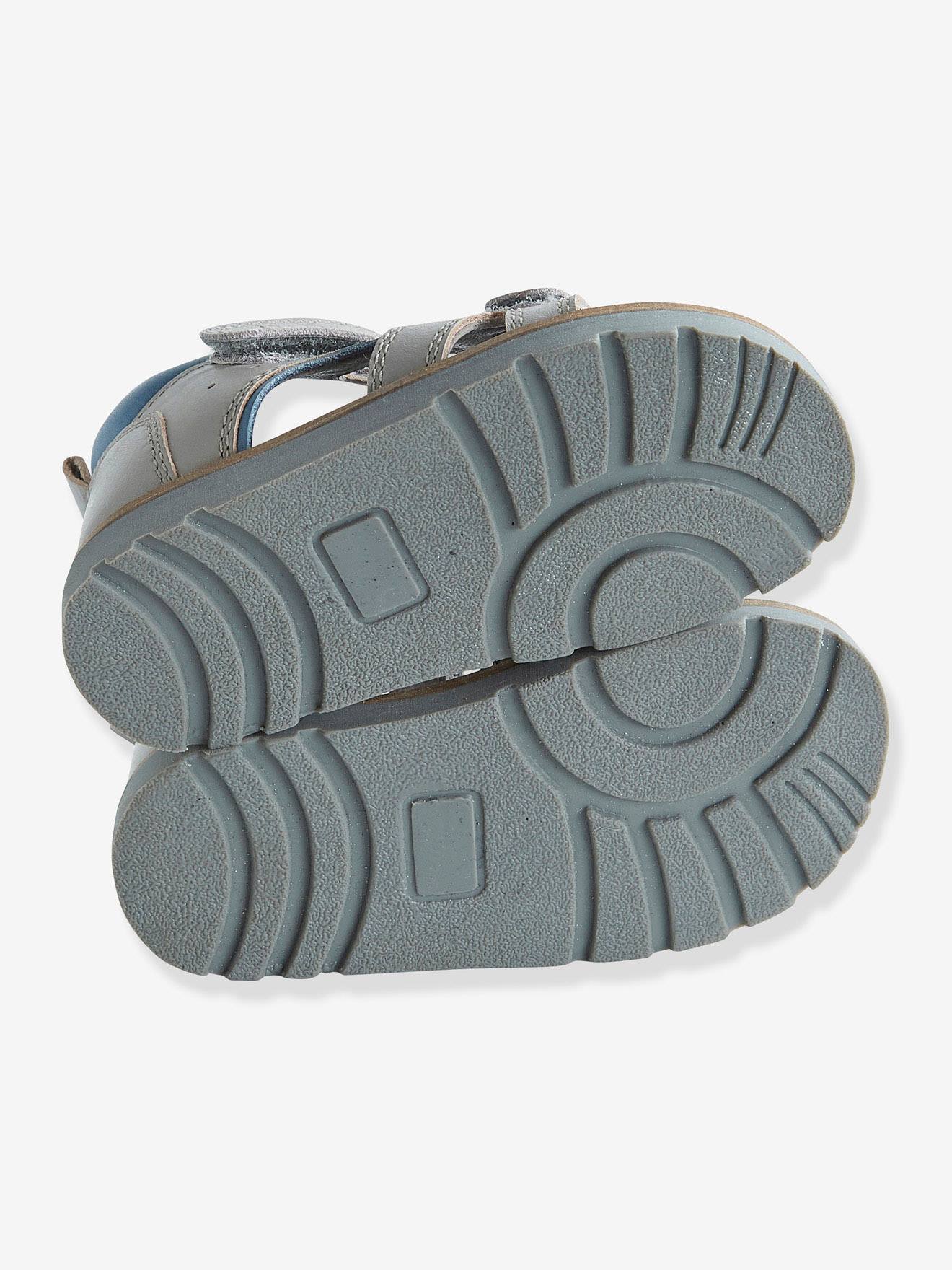 Sandales scratchées bébé garçon en cuir gris