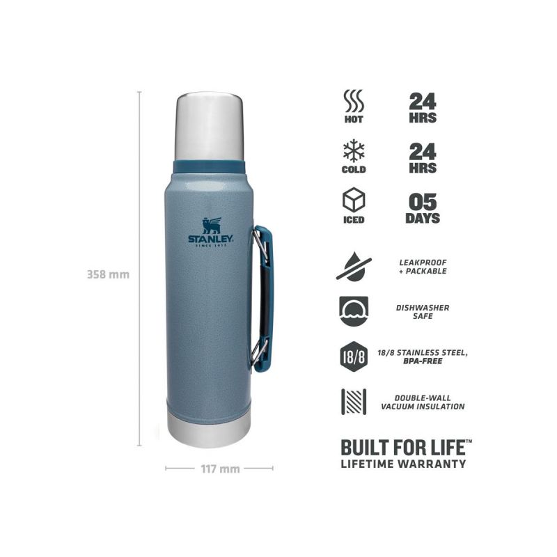 Stanley Thermoflasche, Classic Legendary Bottle 1.1qt \/ 1l Hammertone Ice