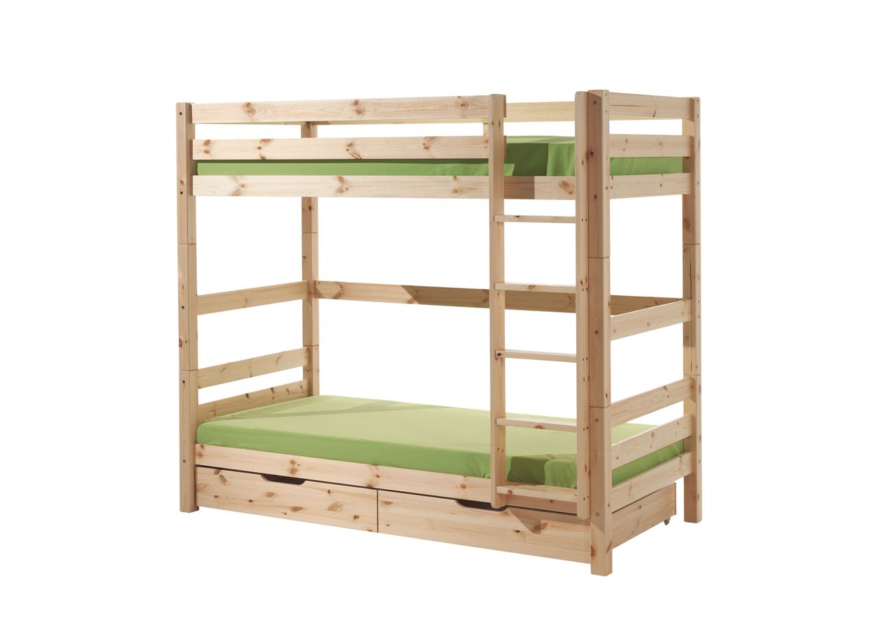 VIPACK Etagen-Hochbett Pino 180 cm Höhe, Ausf. Kiefer massiv natur lackiert