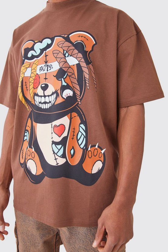 Oversize T-Shirt mit Angry Teddy Print