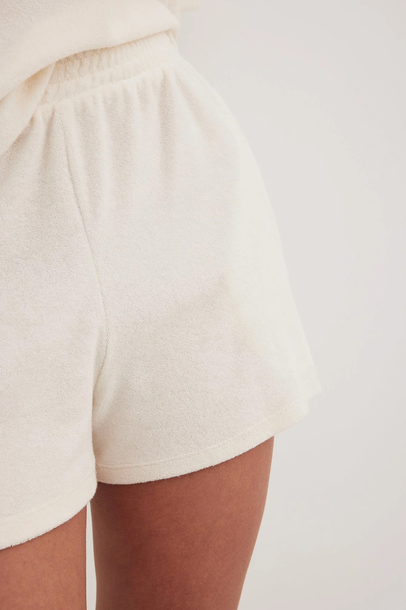 Frottee-Shorts mit hoher Taille