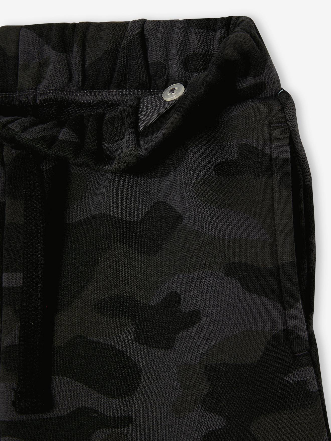 Bermuda camouflage en molleton garçon noir imprimé