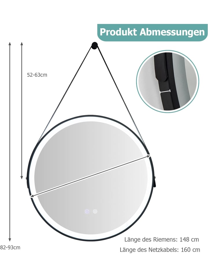 COSTWAY LED-Spiegel in Silber günstig kaufen 60 cm