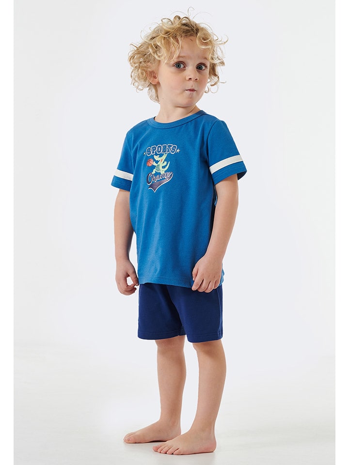 Schiesser Pyjama in Blau/ Dunkelblau günstig kaufen